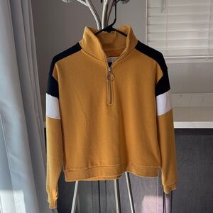 Reflex Mustard, Black, and White Cowl Sweater